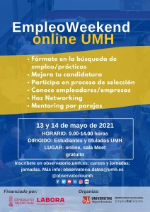 Cartel Difusión EmpleoWeekend online UMH 2021